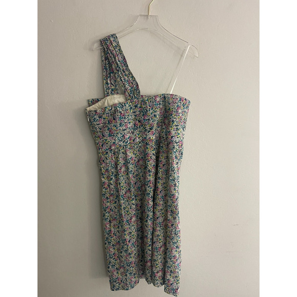 J Crew Liberty of London Dress 6 One Shoulder Bow Cotton Floral Lined Sheath NEW - Picture 10 of 10